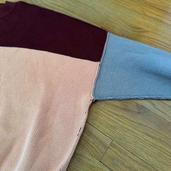 Free People Sweater Easy Street Colorblock Oversized Mock Neck Women Sz XS - Picture 6 of 12